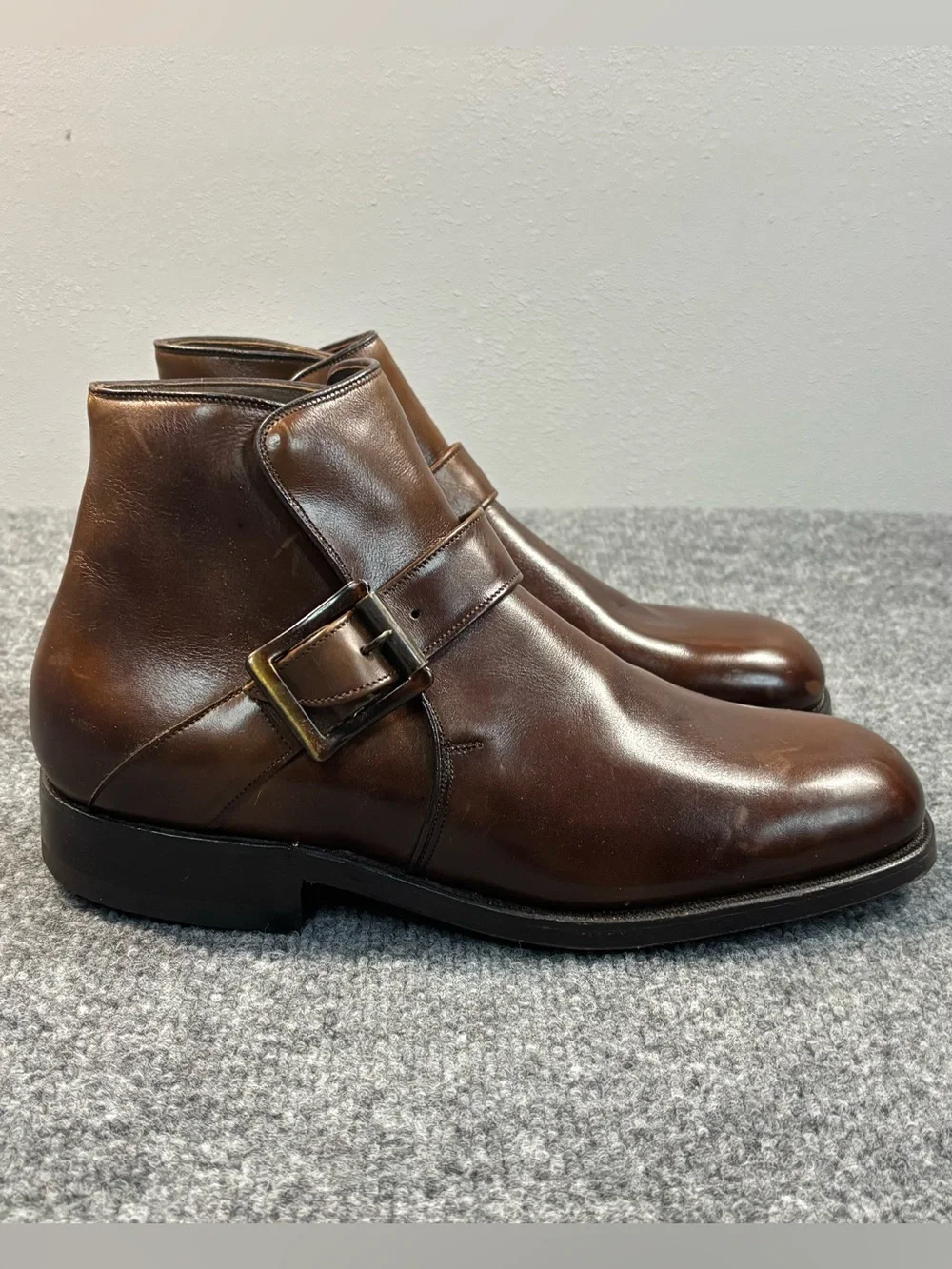 Allen Edmonds Ostendo Jodhpur Boots 7 EEE Brown Leather Monk Strap Ankle Mens